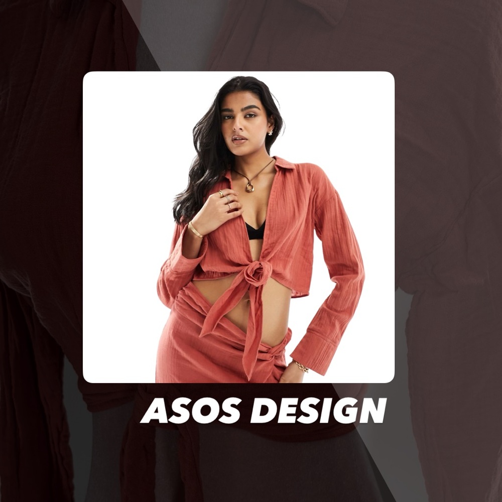 NWOT ASOS Design Cheesecloth Knot Front Shirt